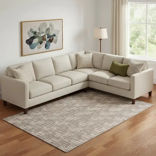 Brown And Beige Abstract Geometric Washable Area Rug With UV Protection Photo 1