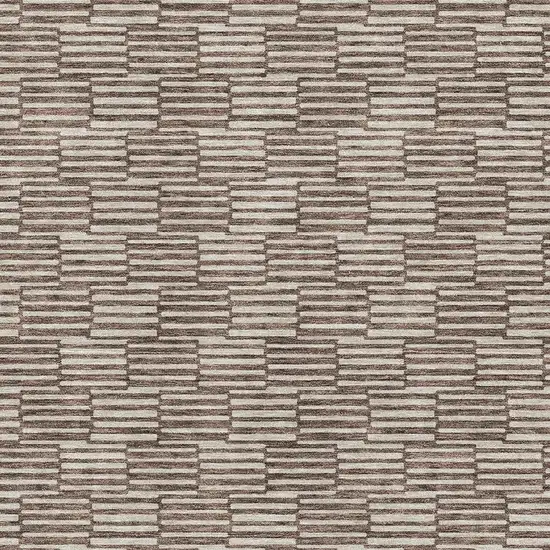 Brown And Beige Abstract Geometric Washable Area Rug With UV Protection Photo 3