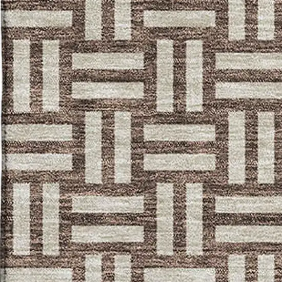 Brown And Beige Abstract Geometric Washable Area Rug With UV Protection Photo 2