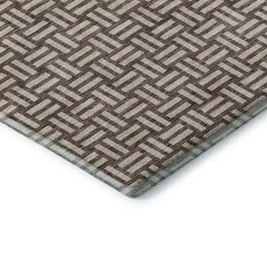 Brown And Beige Abstract Geometric Washable Area Rug With UV Protection Photo 7