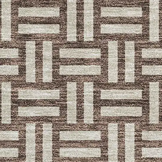 Brown And Beige Abstract Geometric Washable Area Rug With UV Protection Photo 2