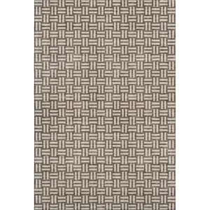 Photo of Brown And Beige Abstract Geometric Washable Area Rug With UV Protection