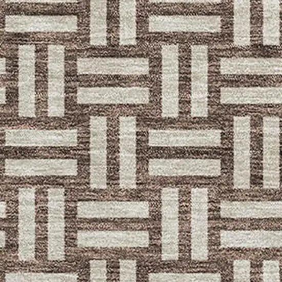Brown And Beige Abstract Geometric Washable Area Rug With UV Protection Photo 2