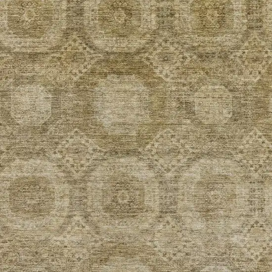 Brown And Beige Abstract Geometric Washable Area Rug With UV Protection Photo 3