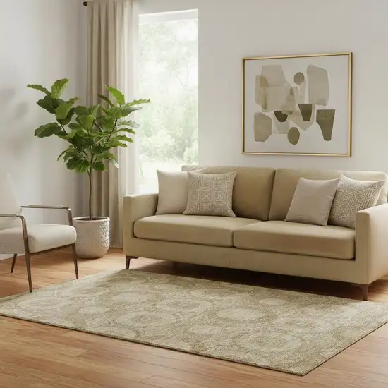 Brown And Beige Abstract Geometric Washable Area Rug With UV Protection Photo 2