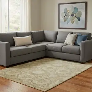 Photo of Brown And Beige Abstract Geometric Washable Area Rug With UV Protection