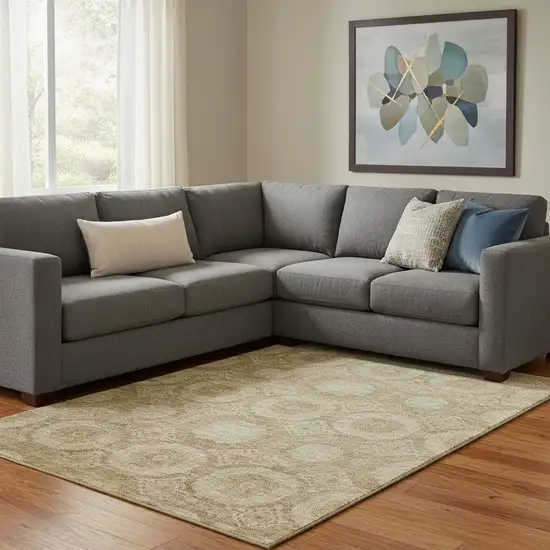 Brown And Beige Abstract Geometric Washable Area Rug With UV Protection Photo 2