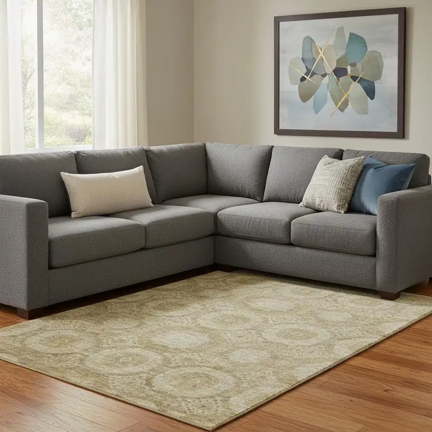 Brown And Beige Abstract Geometric Washable Area Rug With UV Protection Photo 2