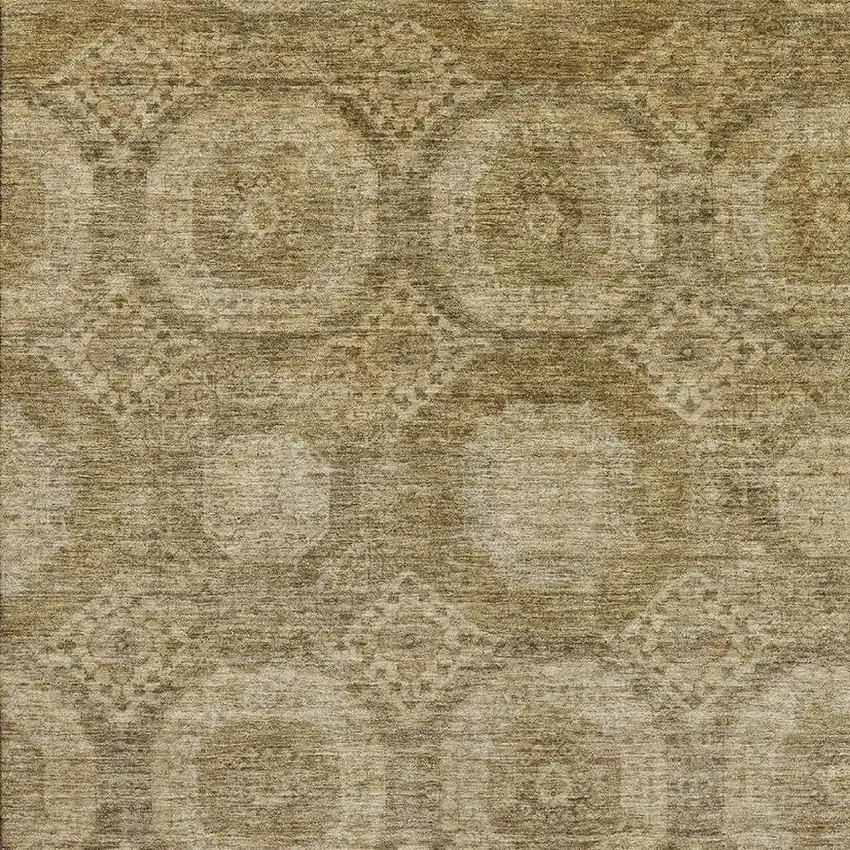 Brown And Beige Abstract Geometric Washable Area Rug With UV Protection Photo 3
