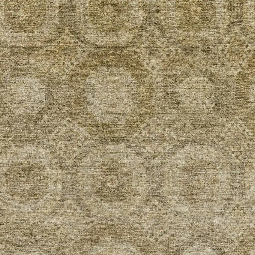 Brown And Beige Abstract Geometric Washable Area Rug With UV Protection Photo 3