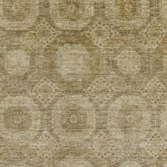 Brown And Beige Abstract Geometric Washable Area Rug With UV Protection Photo 3