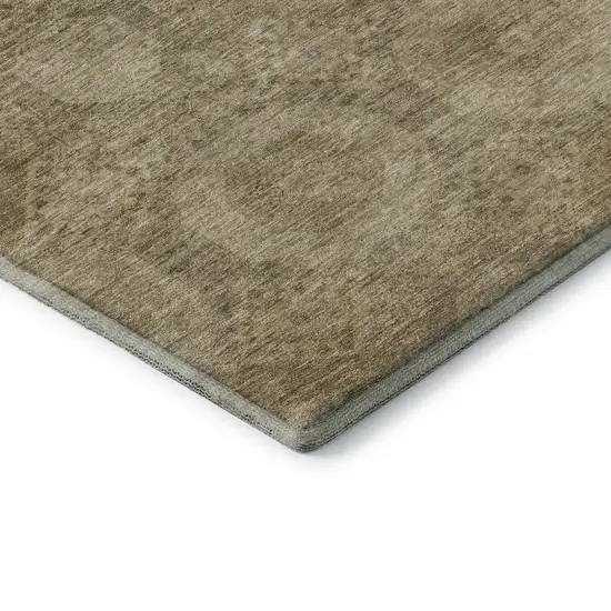 Brown And Beige Abstract Geometric Washable Area Rug With UV Protection Photo 8