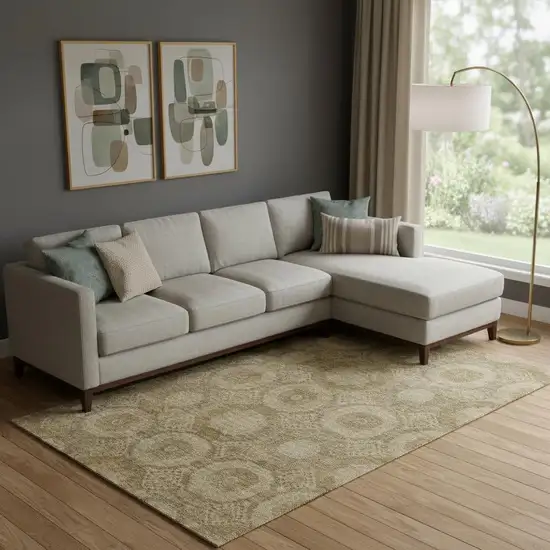 Brown And Beige Abstract Geometric Washable Area Rug With UV Protection Photo 2