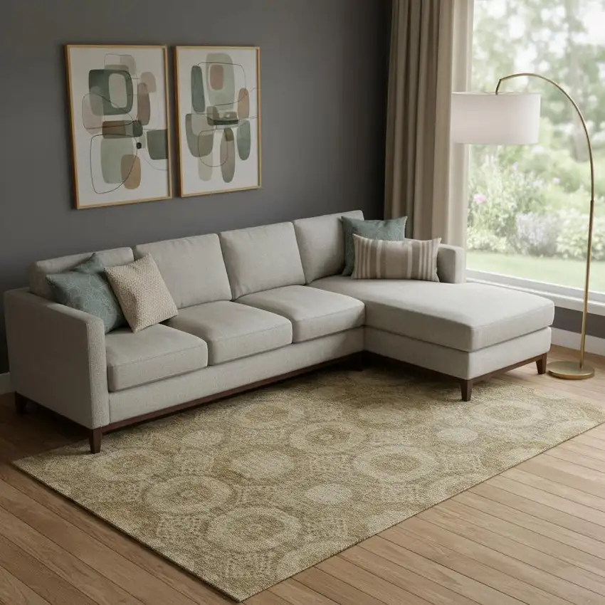 Brown And Beige Abstract Geometric Washable Area Rug With UV Protection Photo 2