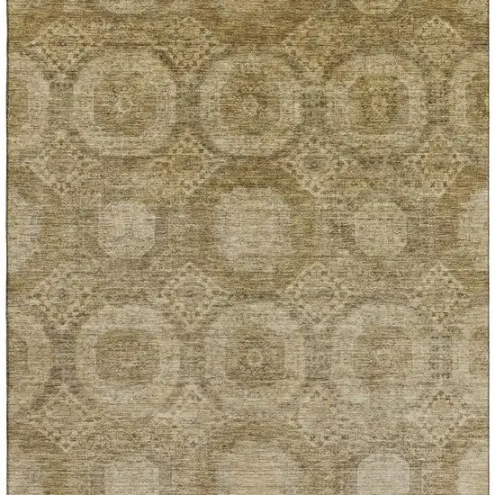 Brown And Beige Abstract Geometric Washable Area Rug With UV Protection Photo 4