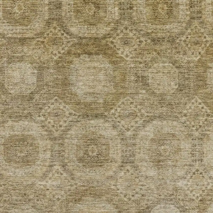 Brown And Beige Abstract Geometric Washable Area Rug With UV Protection Photo 3