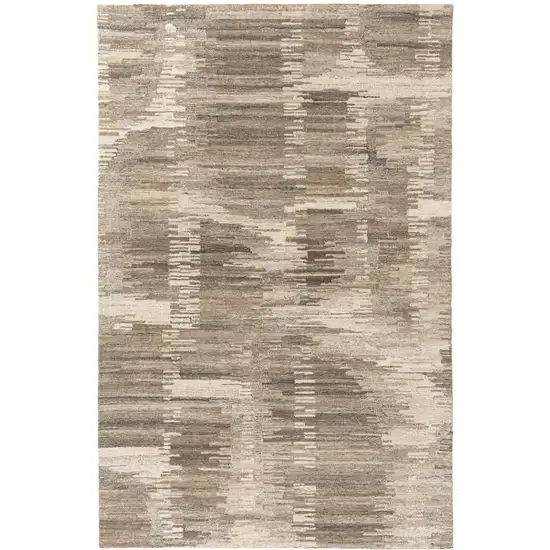 Brown And Beige Abstract Hand Tufted Square Rug Photo 2