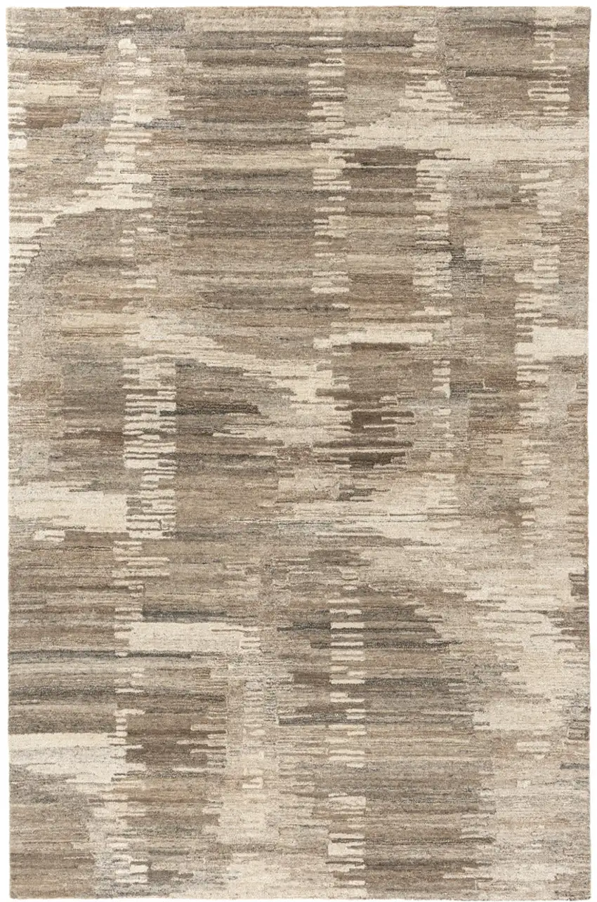Brown And Beige Abstract Hand Tufted Square Rug Photo 2