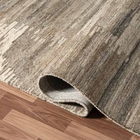 Brown And Beige Abstract Hand Tufted Square Rug Photo 8