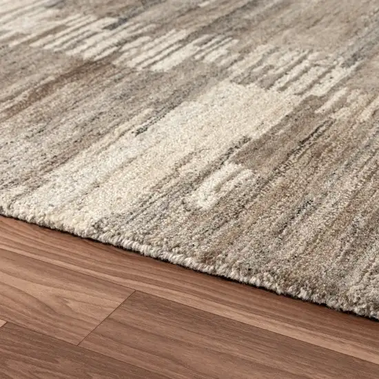 Brown And Beige Abstract Hand Tufted Square Rug Photo 7