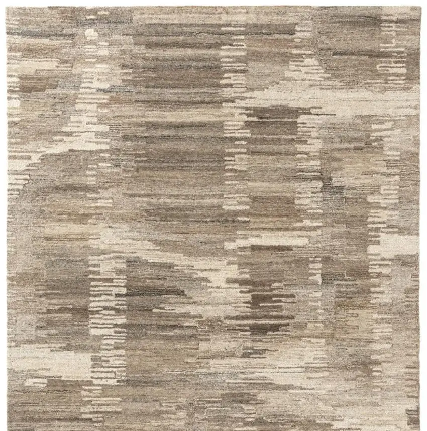 Brown And Beige Abstract Hand Tufted Square Rug Photo 5