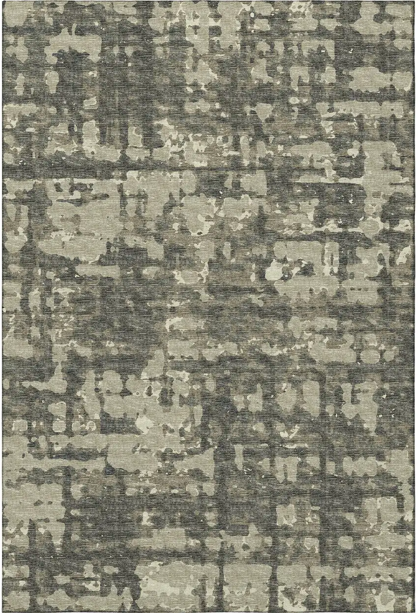 Brown And Beige Abstract Washable Area Rug With UV Protection Photo 4