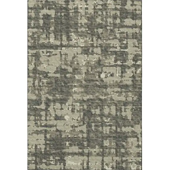 Brown And Beige Abstract Washable Area Rug With UV Protection Photo 4