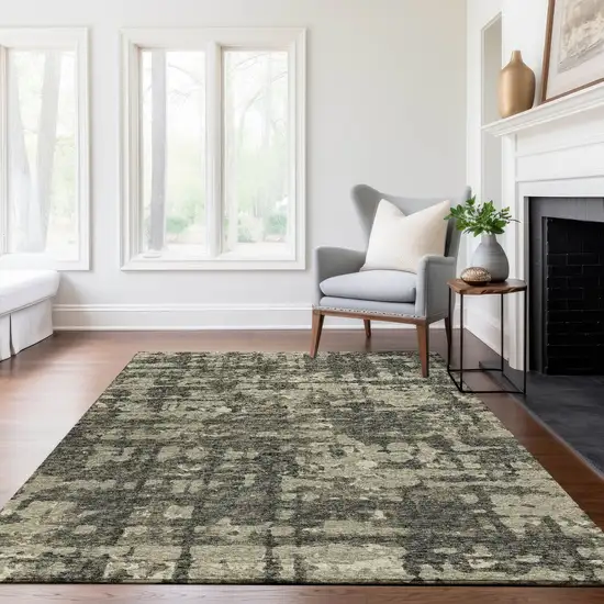 Brown And Beige Abstract Washable Area Rug With UV Protection Photo 6