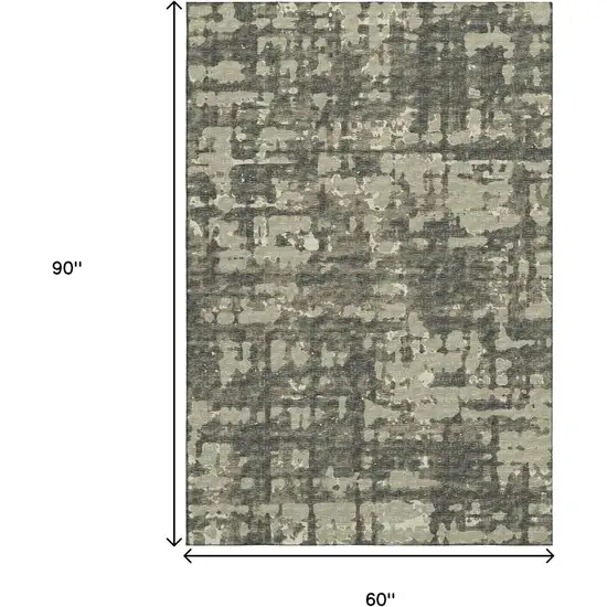 Brown And Beige Abstract Washable Area Rug With UV Protection Photo 3