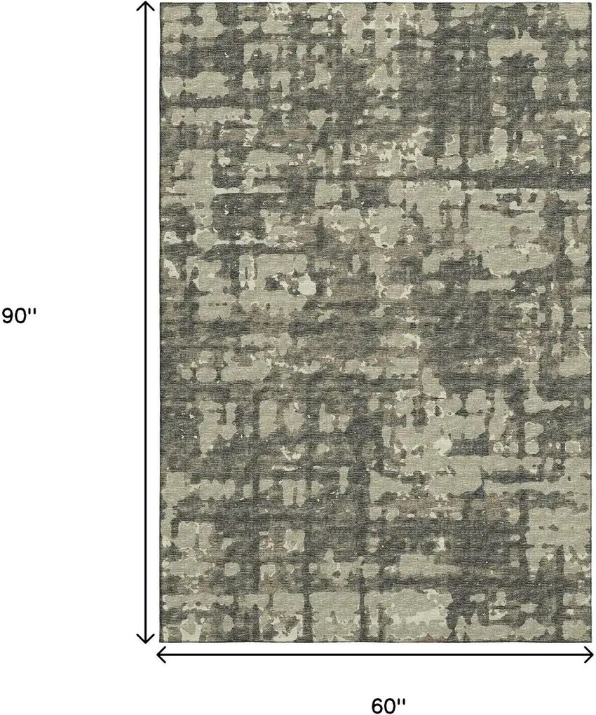 Brown And Beige Abstract Washable Area Rug With UV Protection Photo 3