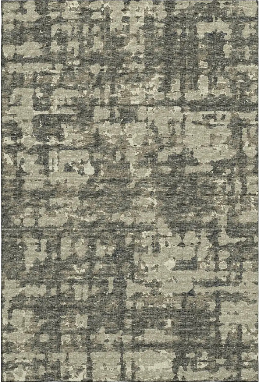 Brown And Beige Abstract Washable Area Rug With UV Protection Photo 2