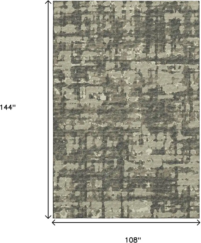 Brown And Beige Abstract Washable Area Rug With UV Protection Photo 3