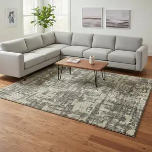 Photo of Brown And Beige Abstract Washable Area Rug With UV Protection