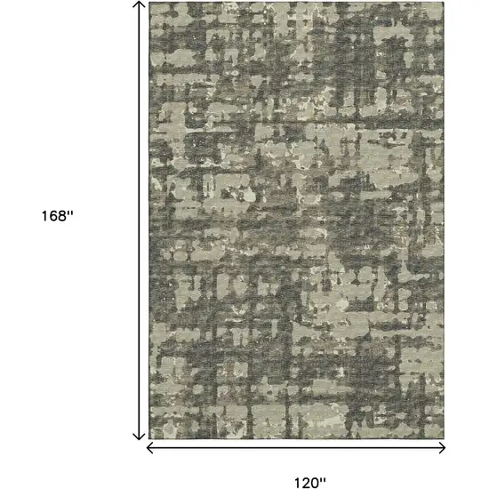 Brown And Beige Abstract Washable Area Rug With UV Protection Photo 3