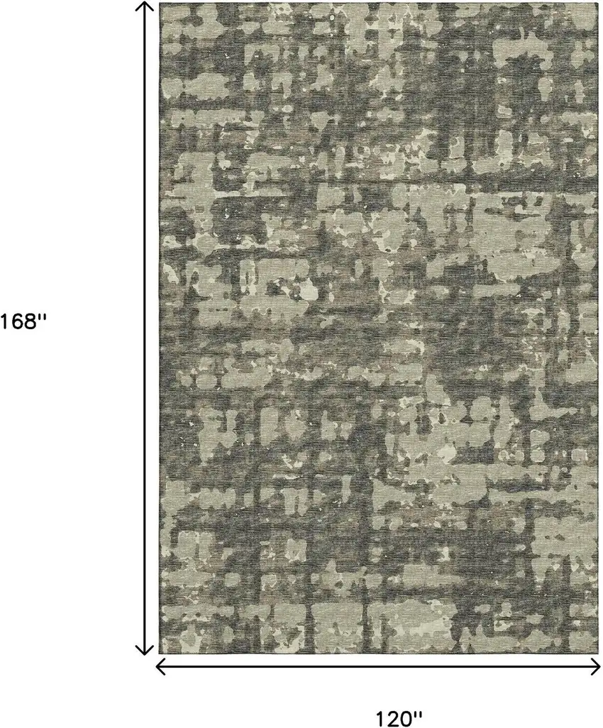 Brown And Beige Abstract Washable Area Rug With UV Protection Photo 3