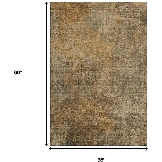 Brown And Beige Abstract Washable Area Rug With UV Protection Photo 2