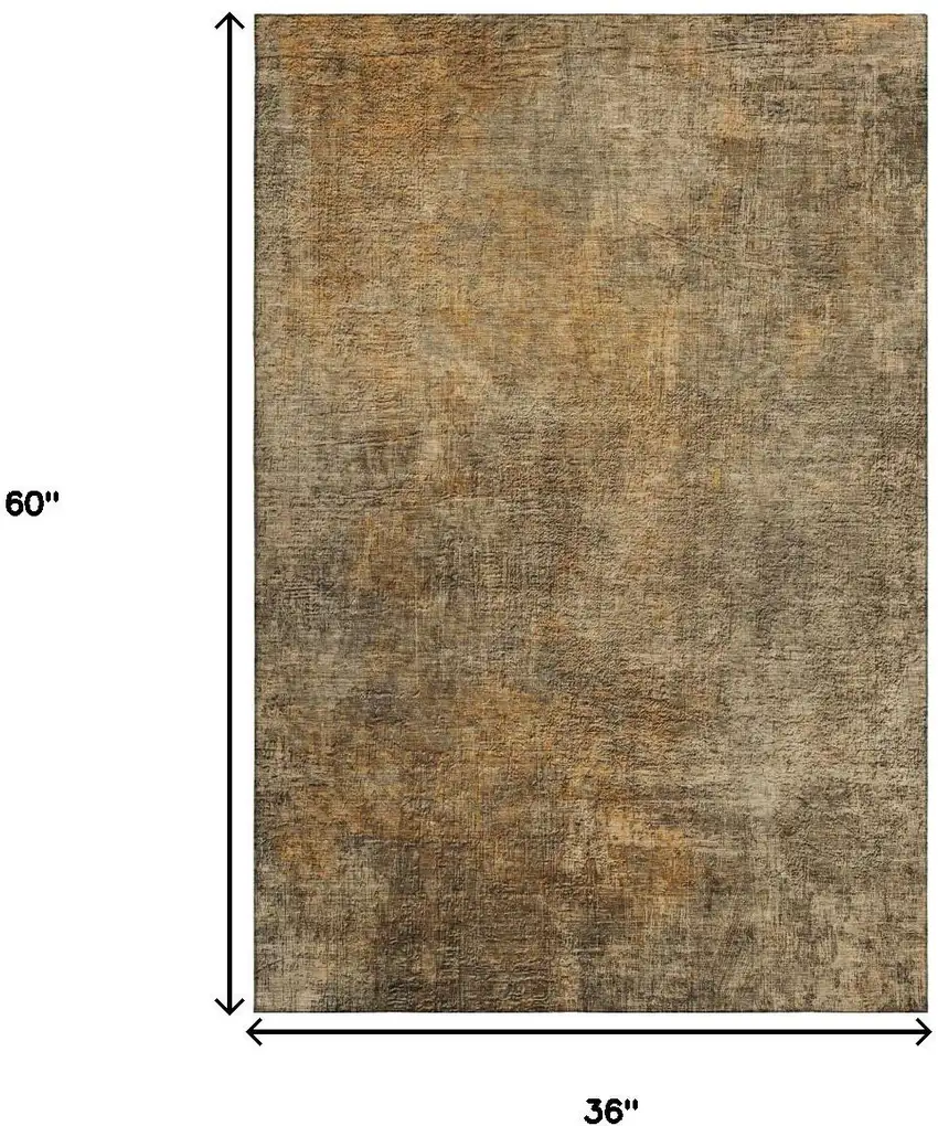 Brown And Beige Abstract Washable Area Rug With UV Protection Photo 2