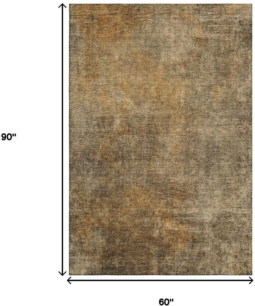 Brown And Beige Abstract Washable Area Rug With UV Protection Photo 9