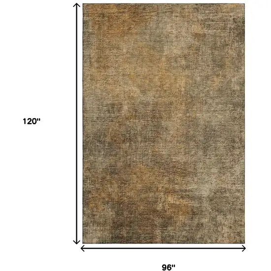 Brown And Beige Abstract Washable Area Rug With UV Protection Photo 5