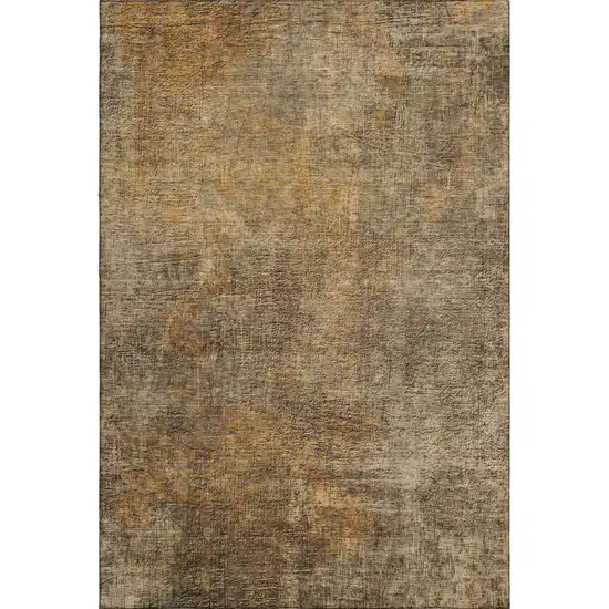 Brown And Beige Abstract Washable Area Rug With UV Protection Photo 1