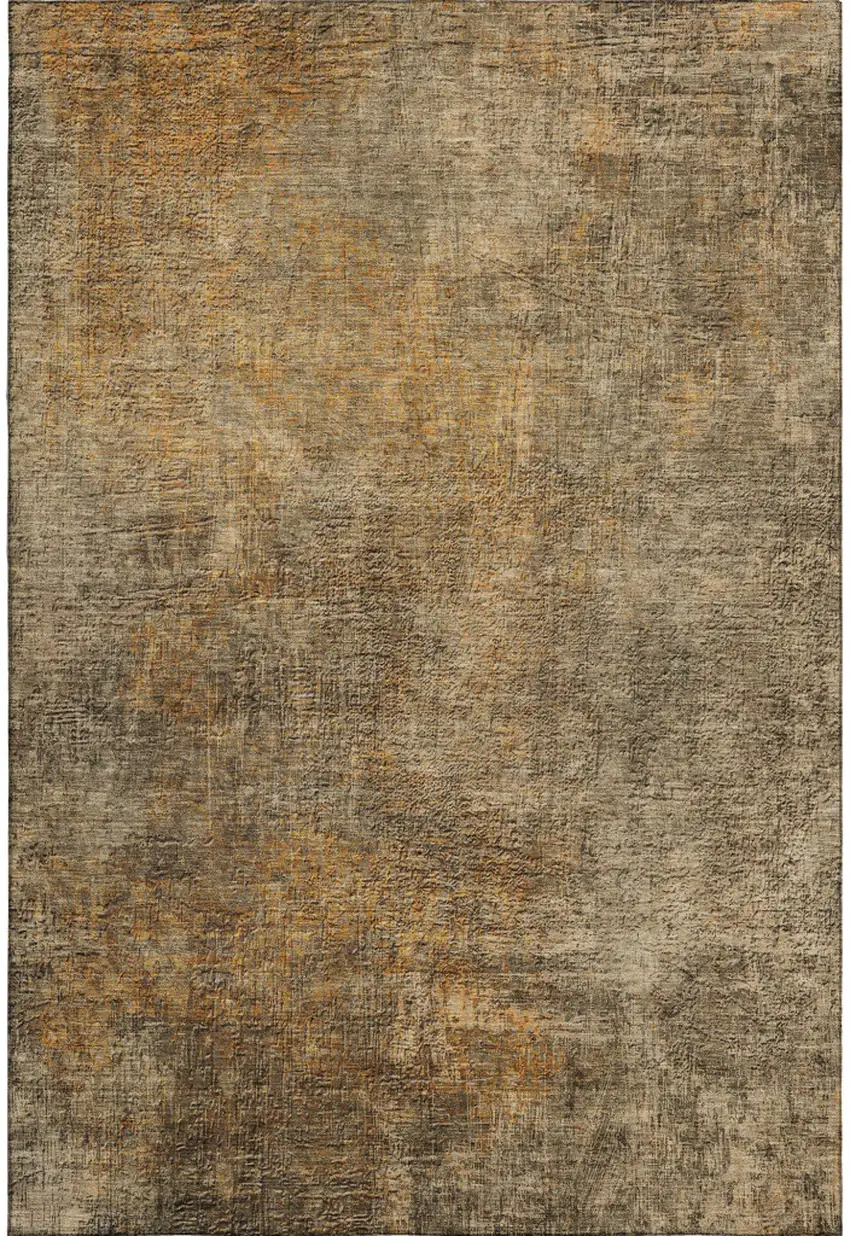 Brown And Beige Abstract Washable Area Rug With UV Protection Photo 1