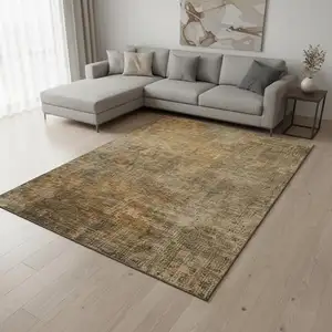 Photo of Brown And Beige Abstract Washable Area Rug With UV Protection