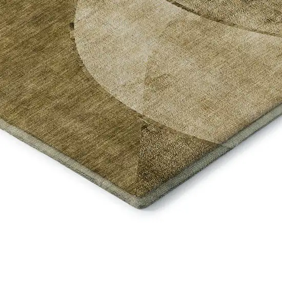 Brown And Beige Abstract Washable Area Rug With UV Protection Photo 6