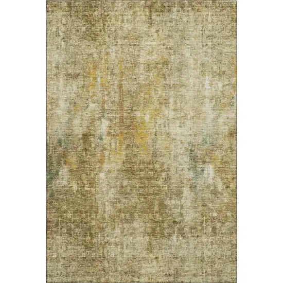Brown And Beige Abstract Washable Area Rug With UV Protection Photo 6