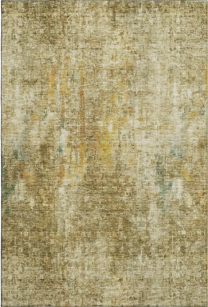 Brown And Beige Abstract Washable Area Rug With UV Protection Photo 6