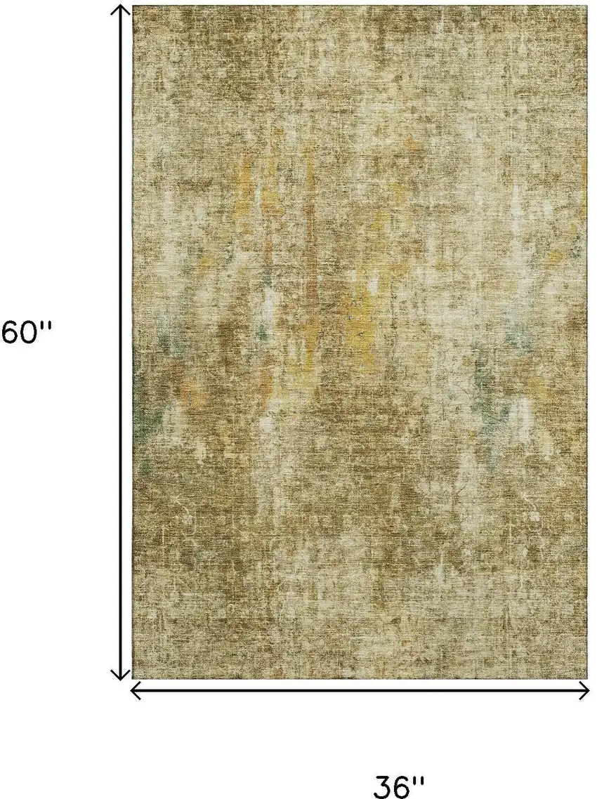 Brown And Beige Abstract Washable Area Rug With UV Protection Photo 3