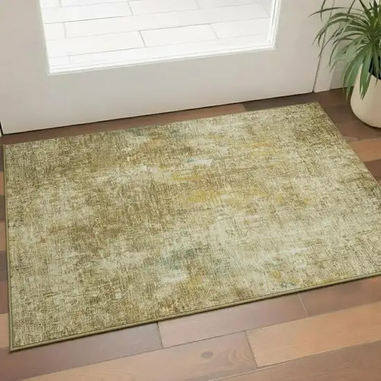 Brown And Beige Abstract Washable Area Rug With UV Protection Photo 1