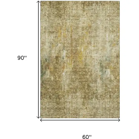 Brown And Beige Abstract Washable Area Rug With UV Protection Photo 3