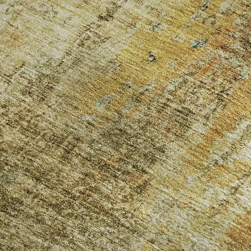 Brown And Beige Abstract Washable Area Rug With UV Protection Photo 2