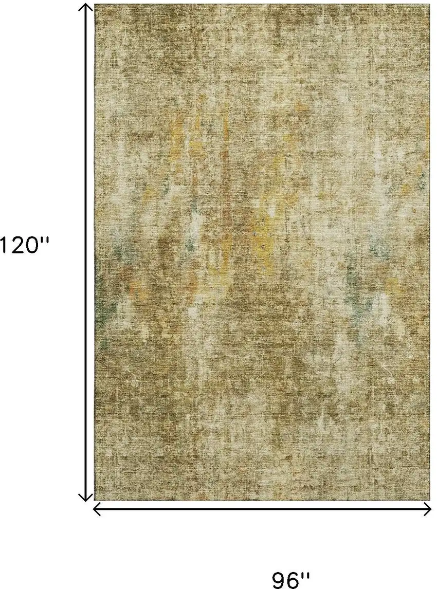 Brown And Beige Abstract Washable Area Rug With UV Protection Photo 3